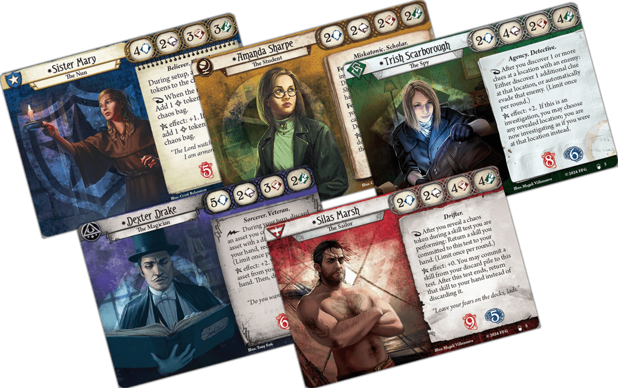 Arkham Horror: El Juego de Cartas – La Conspiración de Innsmouth: Expansión de Investigadores cartas