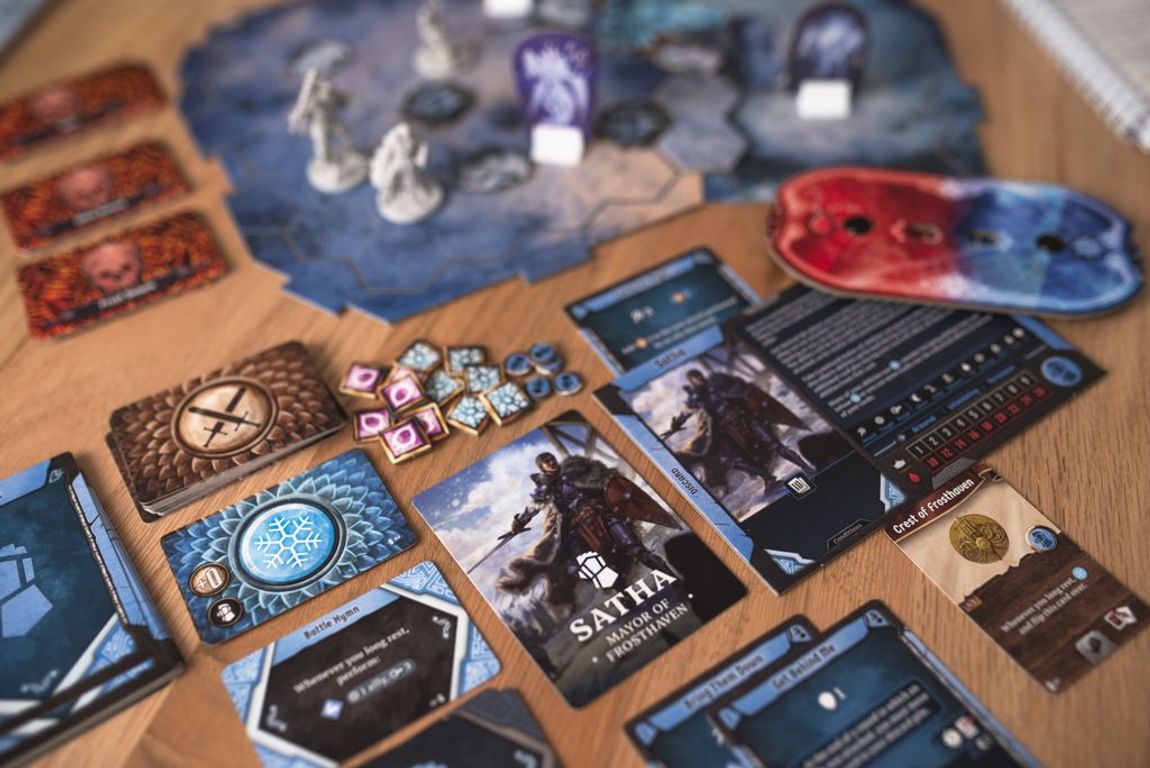 Gloomhaven: Mercenary Pack – Satha, Mayor of Frosthaven componenten