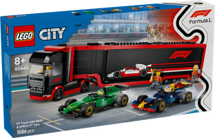 LEGO® City F1 truck met RB20 en AMR24 F1 auto's