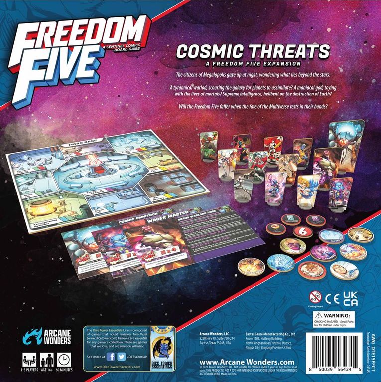 Freedom Five: Cosmic Threats back of the box