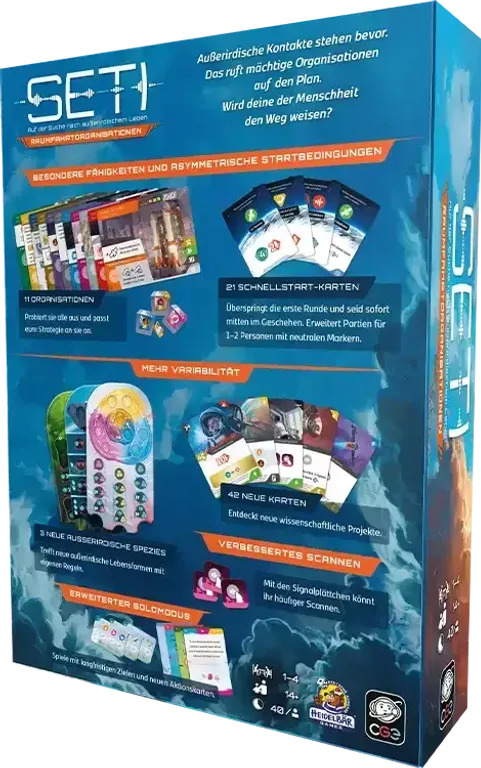 SETI: Raumfahrtorganisationen rückseite der box
