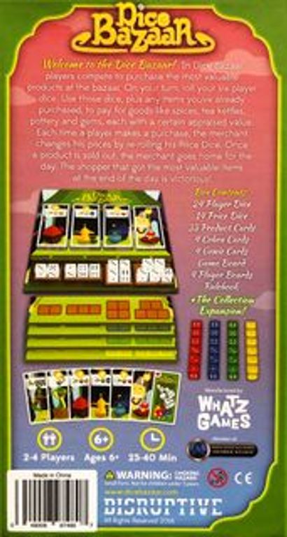 Dice Bazaar dos de la boîte