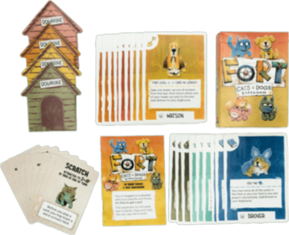 Fort: Cats & Dogs Expansion componenten