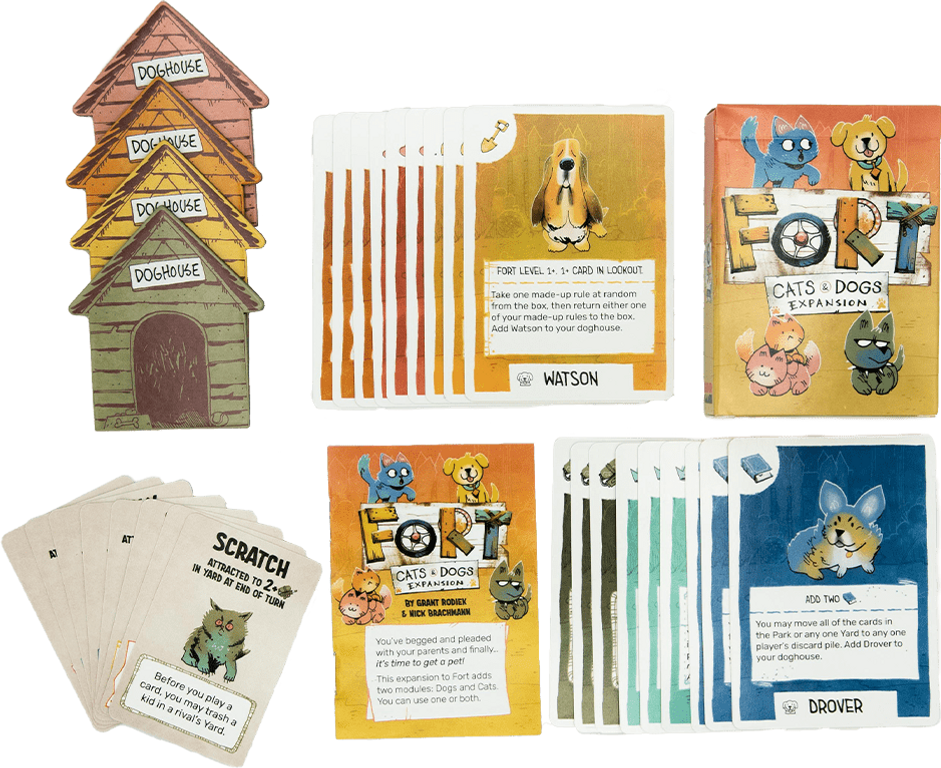 Fort: Cats & Dogs Expansion componenten