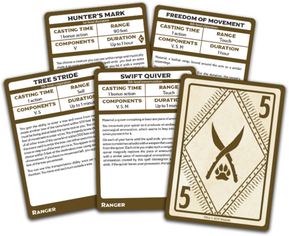 D&D Spellbook Cards: Ranger cards