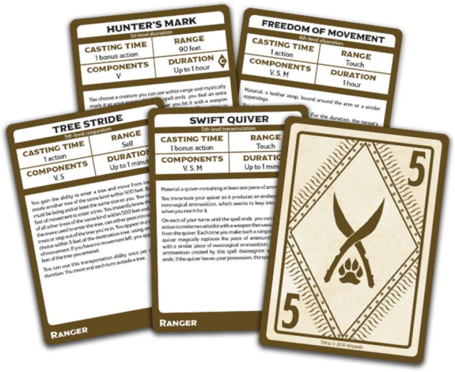 D&D Spellbook Cards: Ranger cartas