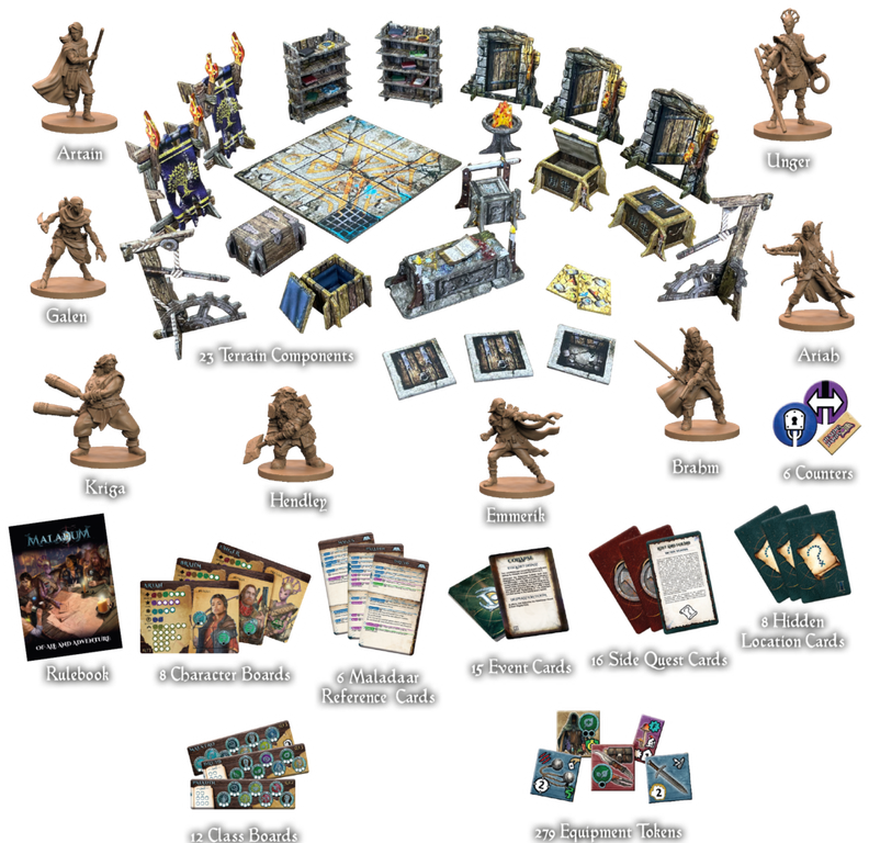Maladum: Of Ale and Adventure Expansion components