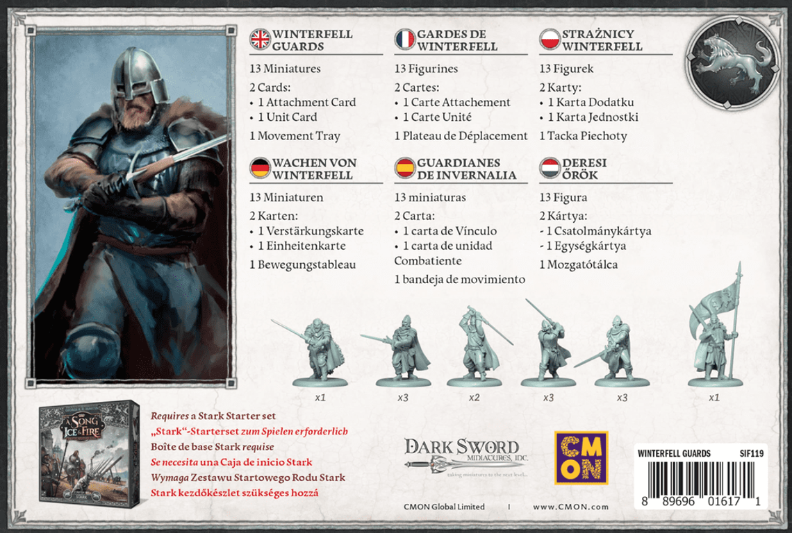 A Song of Ice & Fire: Tabletop Miniatures Game – Winterfell Guards back of the box
