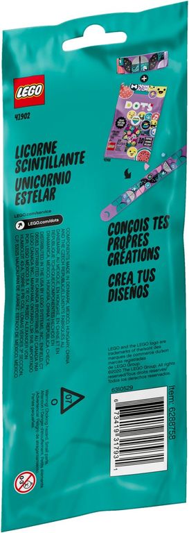 LEGO® DOTS Pulsera Unicornio Estelar parte posterior de la caja