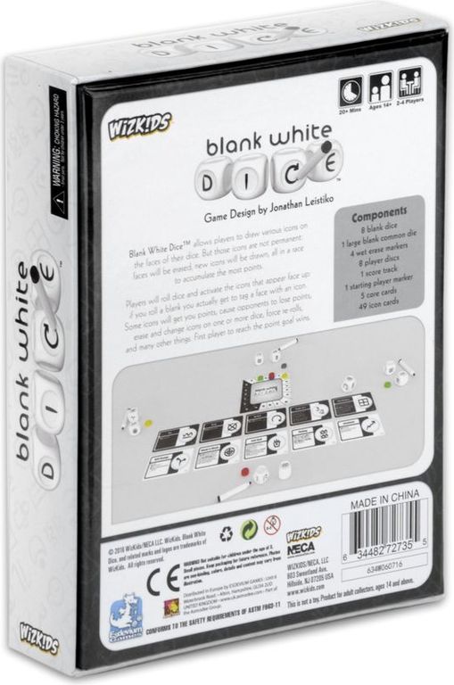 Blank White Dice achterkant van de doos