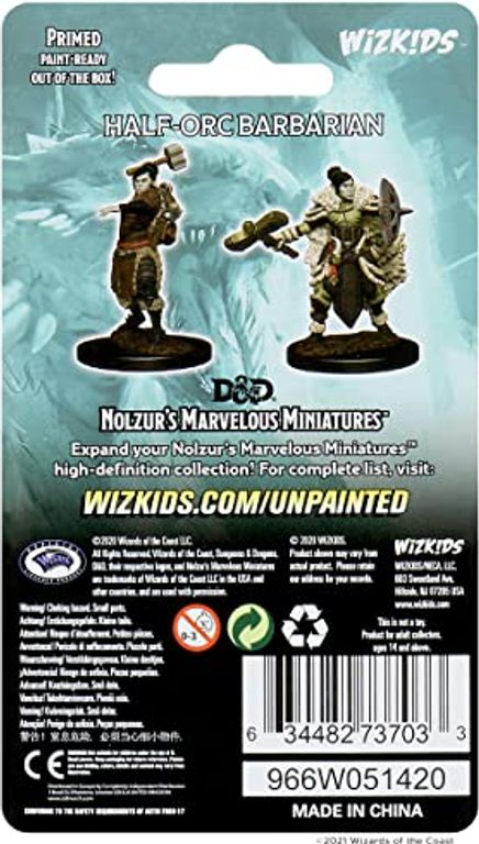 D&D Nolzur's Marvelous Miniatures - Female Half-Orc Barbarian back of the box