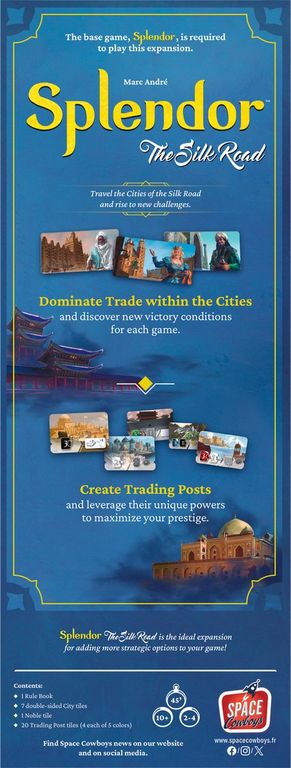Splendor: The Silk Road back of the box