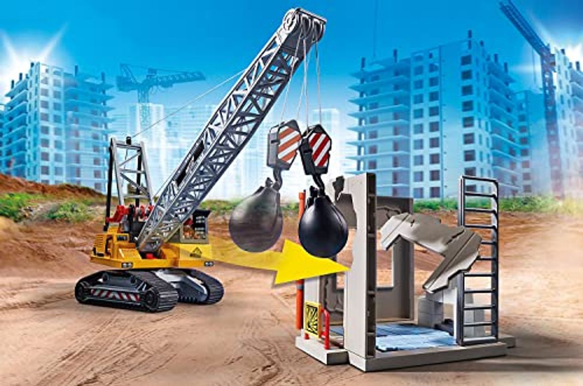 Playmobil® City Action Cable Excavator with Building Section components