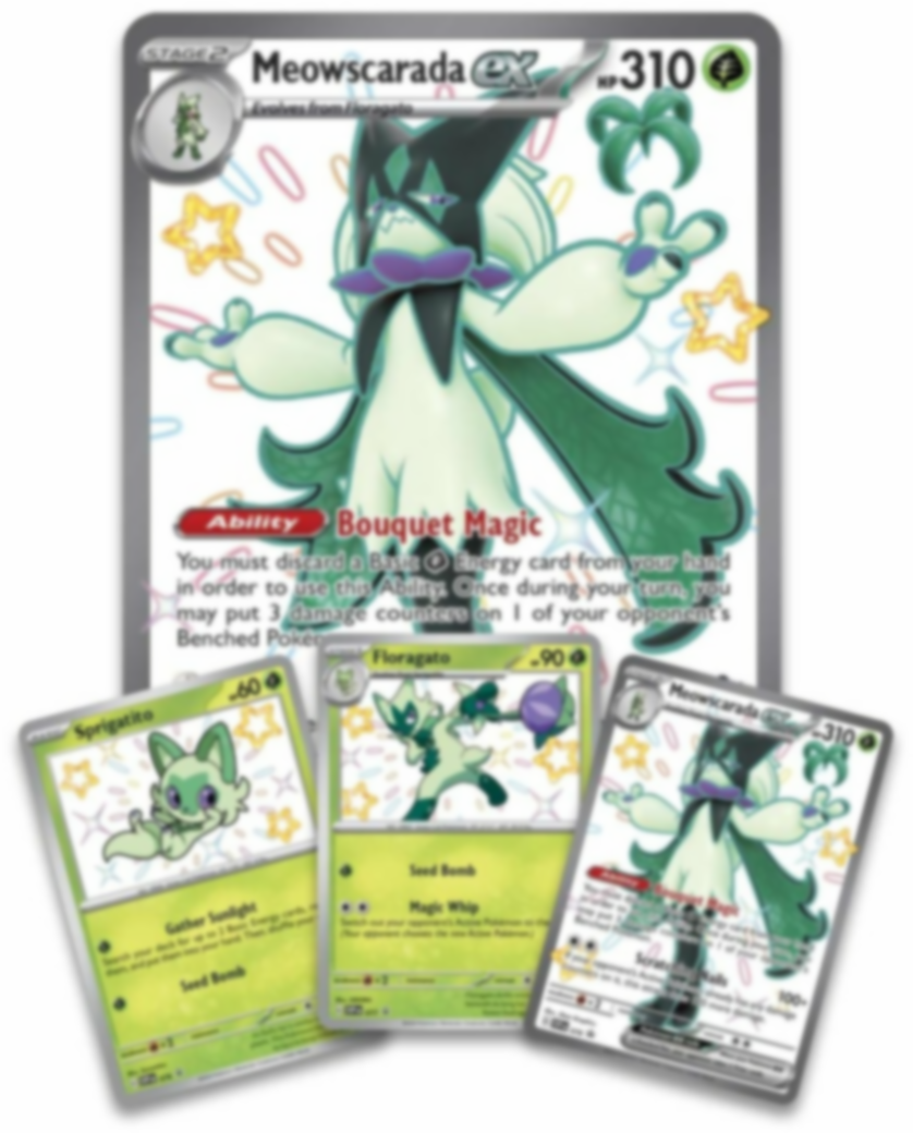 Pokémon TCG: Scarlet & Violet-Paldean Fates Meowscarada ex Premium Collection kaarten