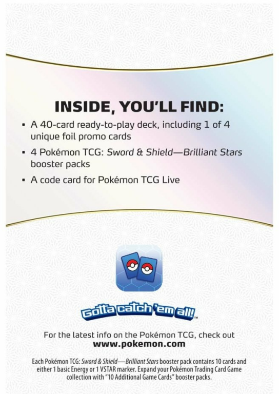 Pokémon TCG: Sword & Shield-Astral Radiance Build & Battle Box achterkant van de doos