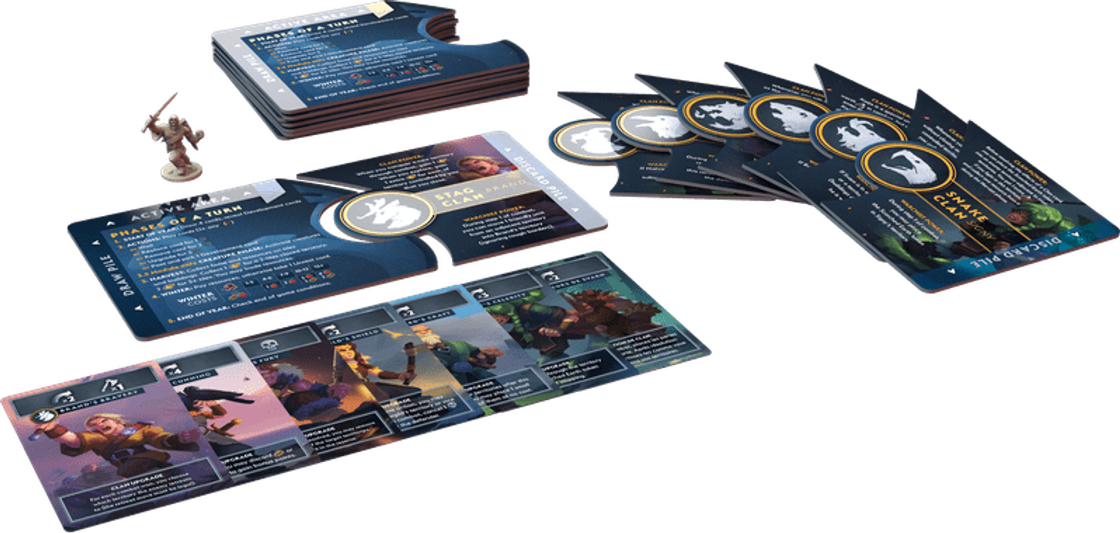Northgard: Uncharted Lands – Warchiefs expansion komponenten