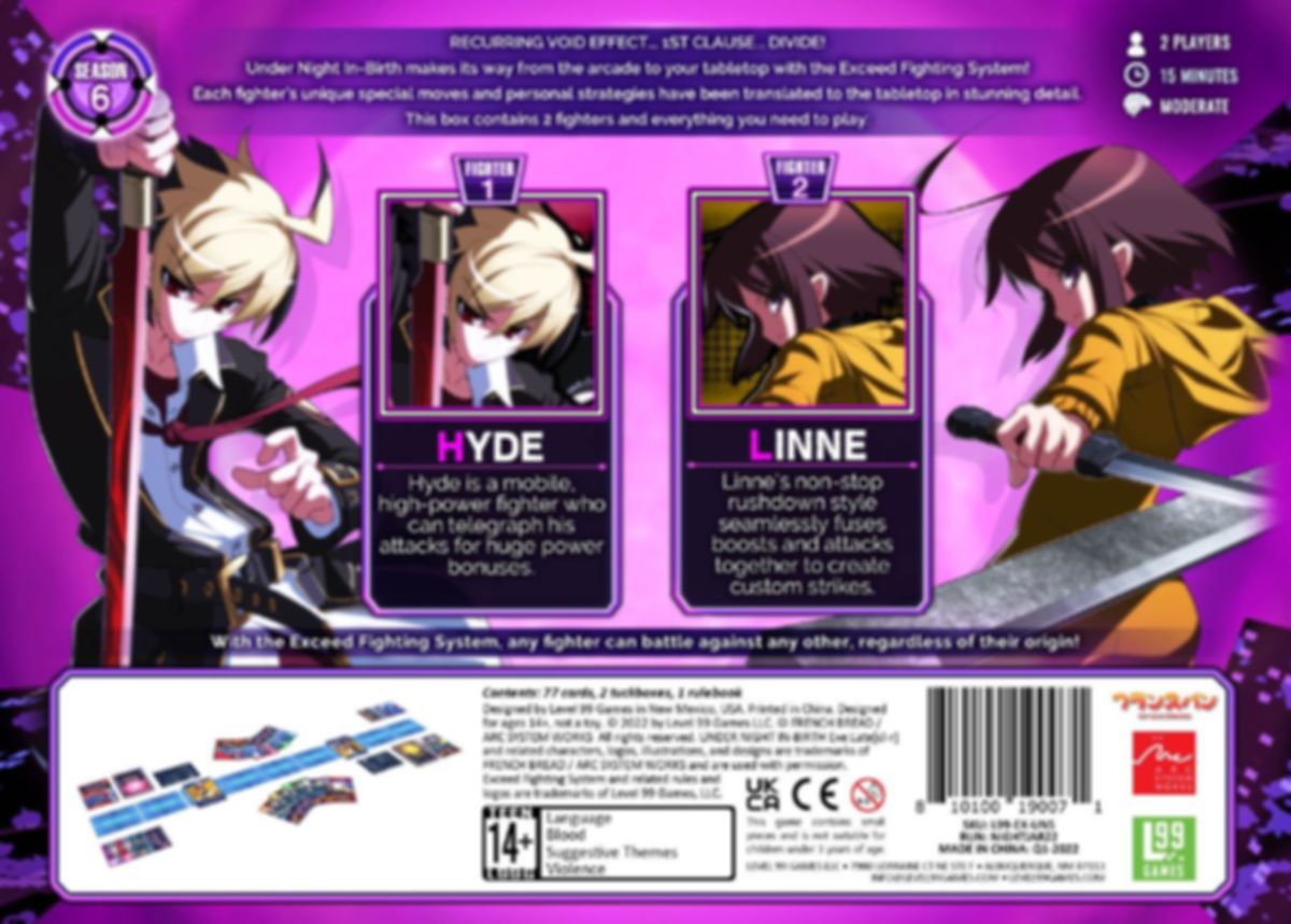 Exceed: Under Night In-Birth – Hyde vs. Linne back of the box