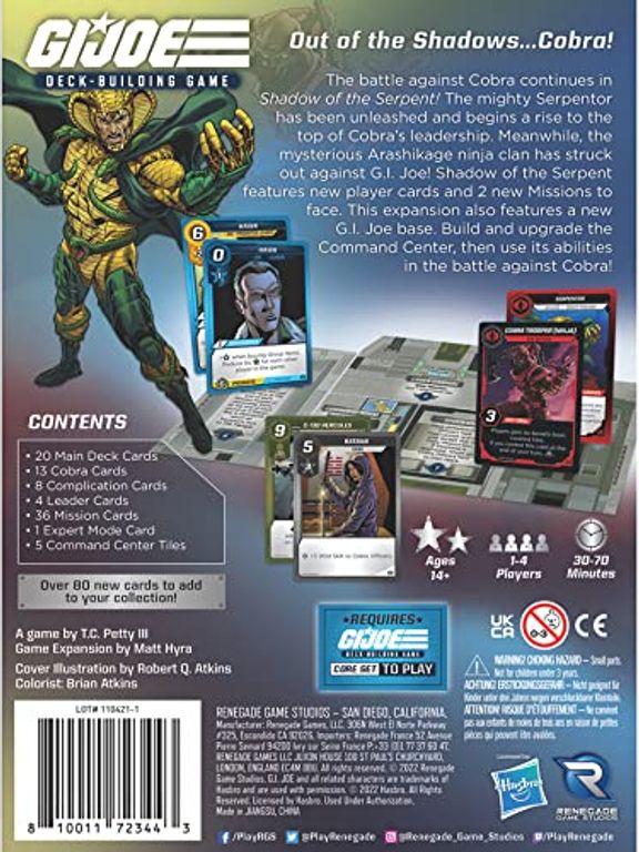 G.I. Joe Deck-Building Game: Shadow of the Serpent Expansion back of the box