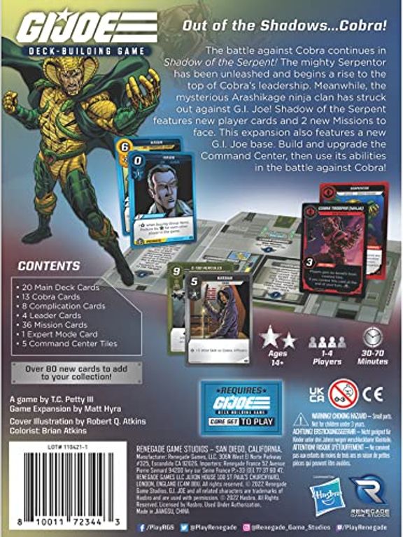 G.I. Joe Deck-Building Game: Shadow of the Serpent Expansion parte posterior de la caja