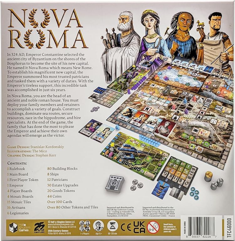 Nova Roma achterkant van de doos