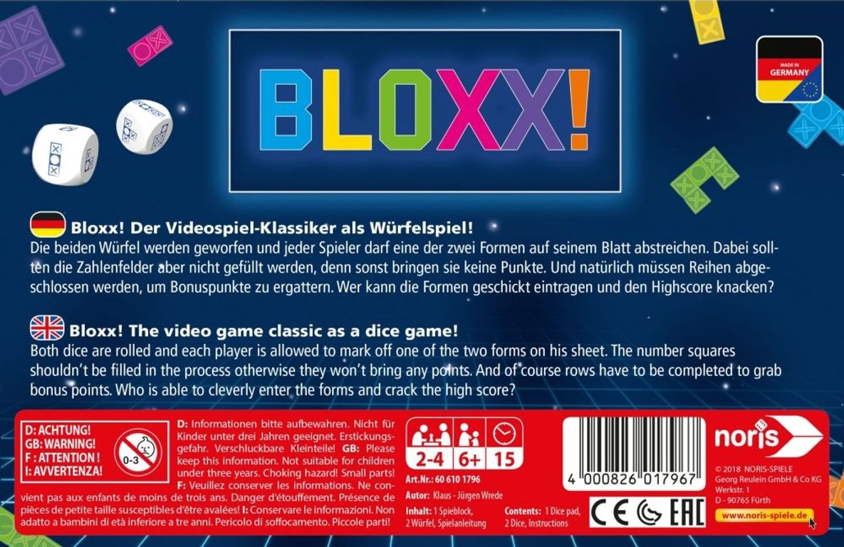 Bloxx! dos de la boîte