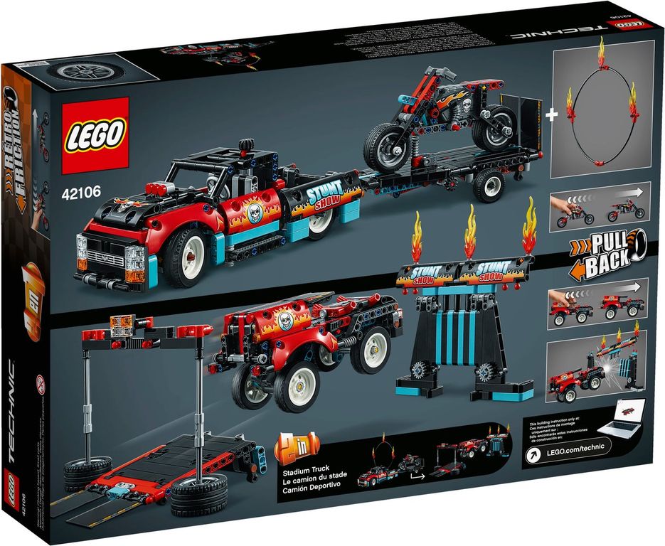 LEGO® Technic Truck en motor voor stuntshow achterkant van de doos