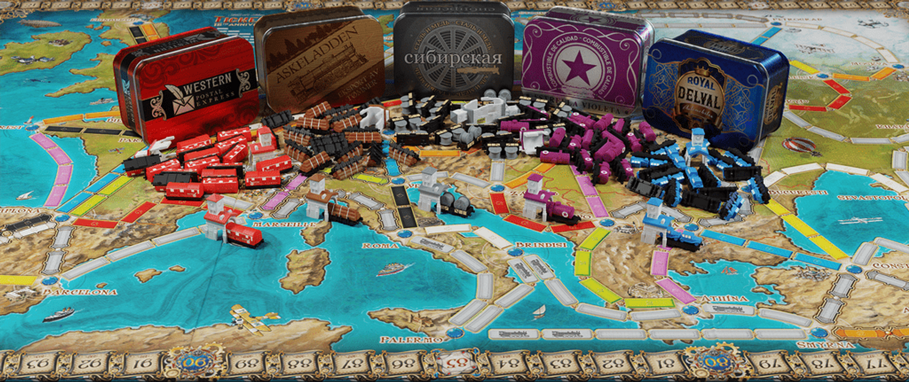 Ticket to Ride: Europe – 15th Anniversary components
