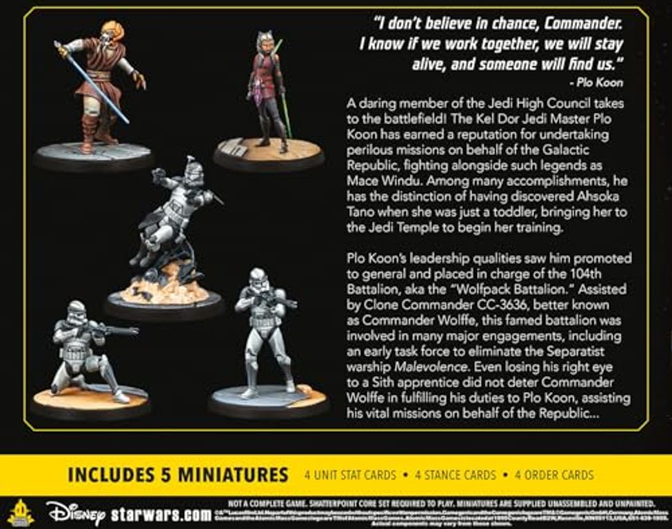 Star Wars Shatterpoint Lead by Example Squad Pack back of the box