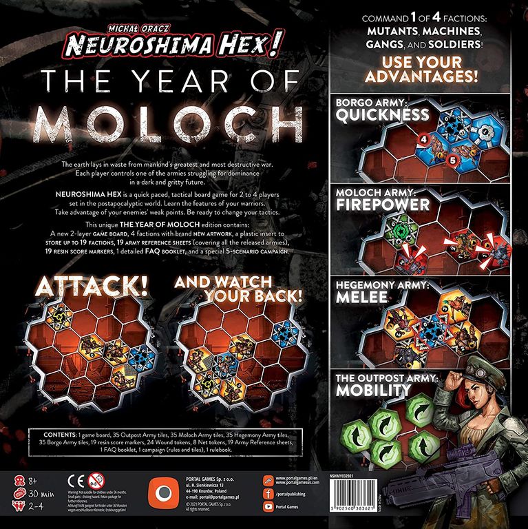 Neuroshima Hex: Year of Moloch parte posterior de la caja