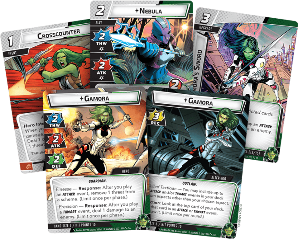 Marvel Champions: Le Jeu de Cartes – Gamora cartes