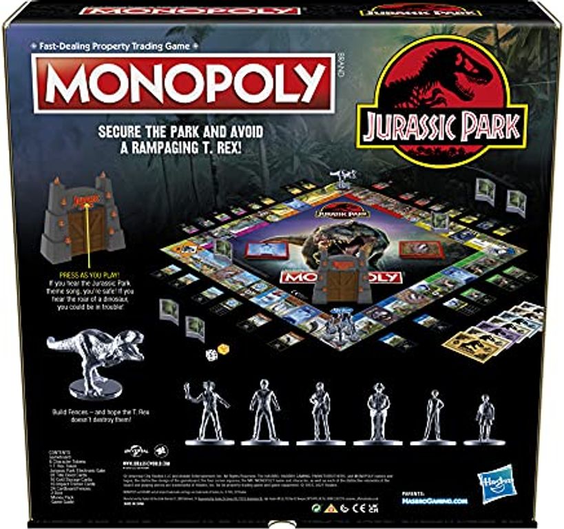 Monopoly: Jurassic Park dos de la boîte