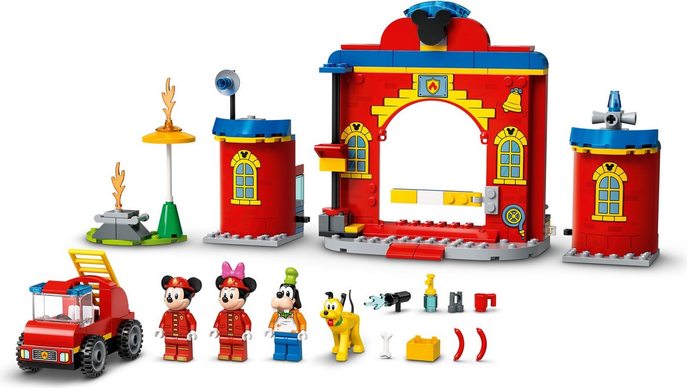 LEGO® Disney Mickey & Friends Fire Truck & Station components
