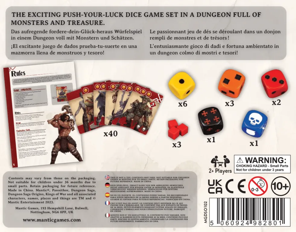 Dungeon Saga Origins: The Dice Game dos de la boîte