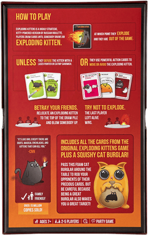 Exploding Kittens: Cat Burglar Edition back of the box