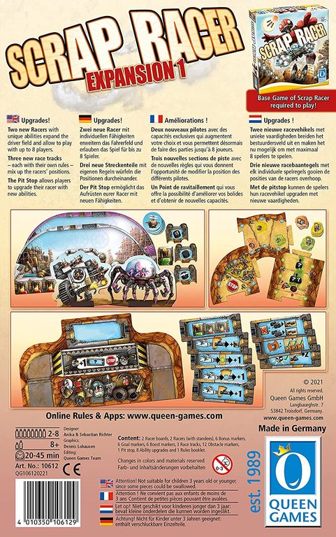 Scrap Racer: Expansion 1 back of the box