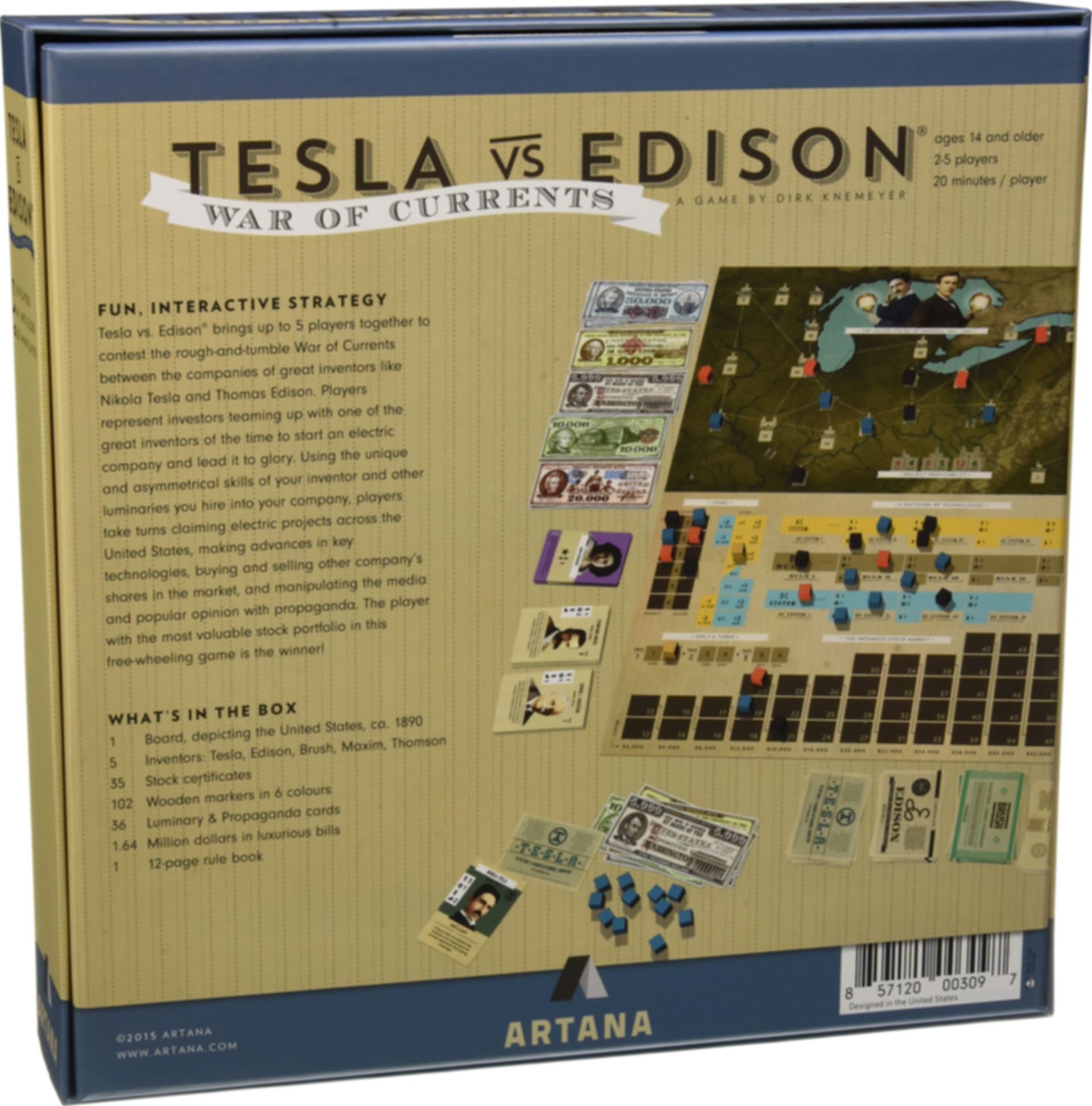 Tesla vs. Edison: War of Currents back of the box