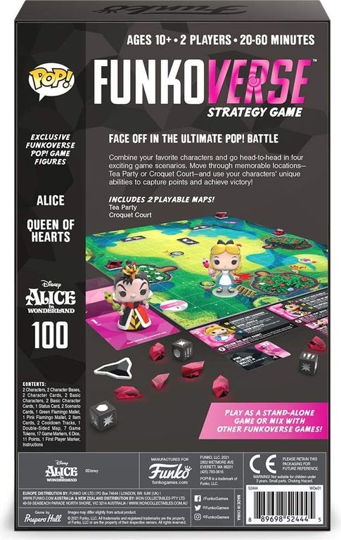 Funkoverse Strategy Game: Alice in Wonderland 100 back of the box