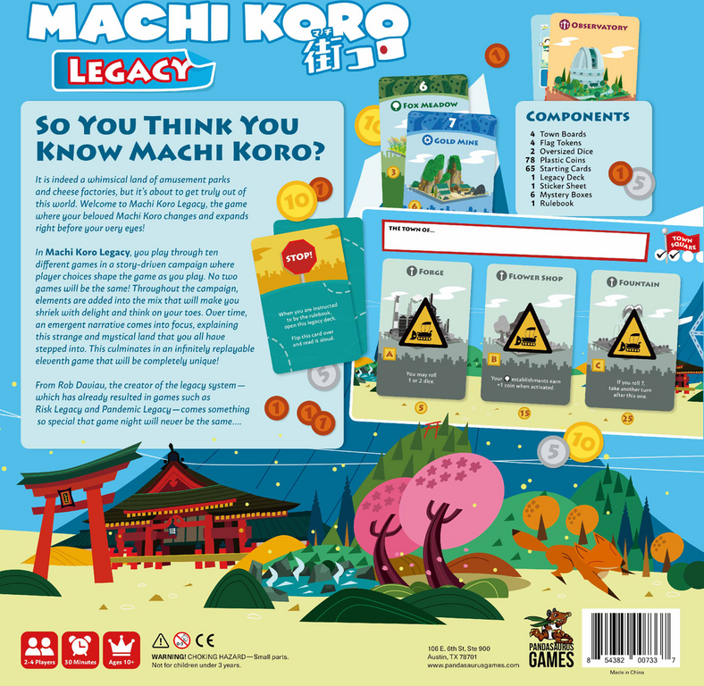 Machi Koro Legacy achterkant van de doos