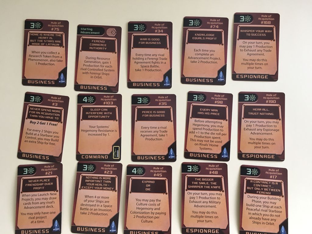 Star Trek: Ascendancy - Ferengi Alliance cards