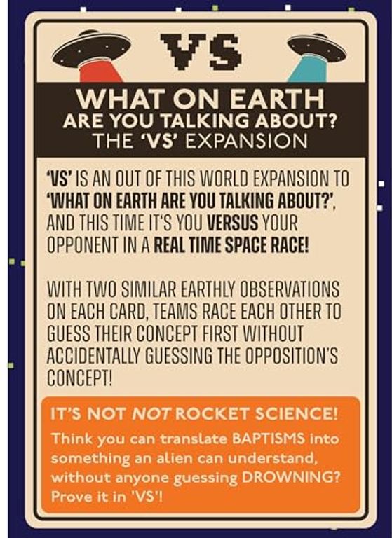 What On Earth Are You Talking About?: VS. Expansion back of the box