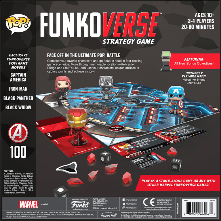 Funkoverse Strategy Game: Marvel 100 back of the box