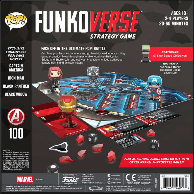 Funkoverse Juego de Estrategia: Marvel 100 parte posterior de la caja