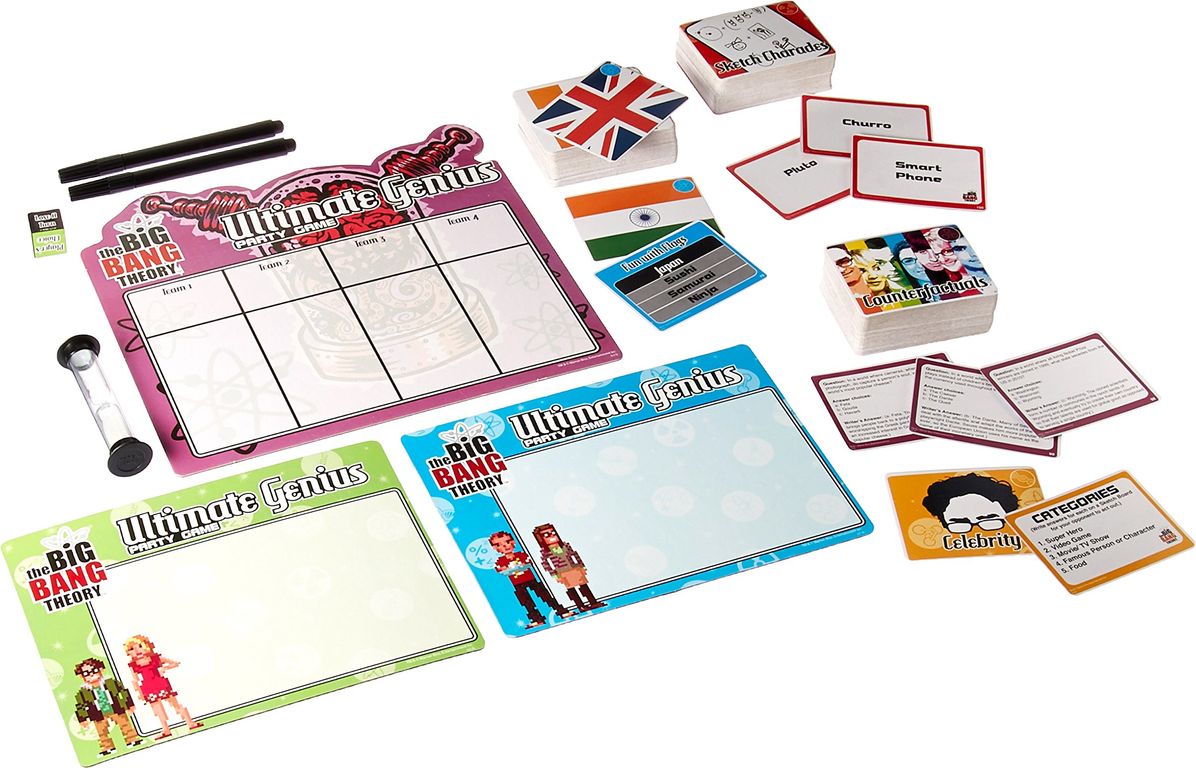 The Big Bang Theory: Ultimate Genius Party Game components
