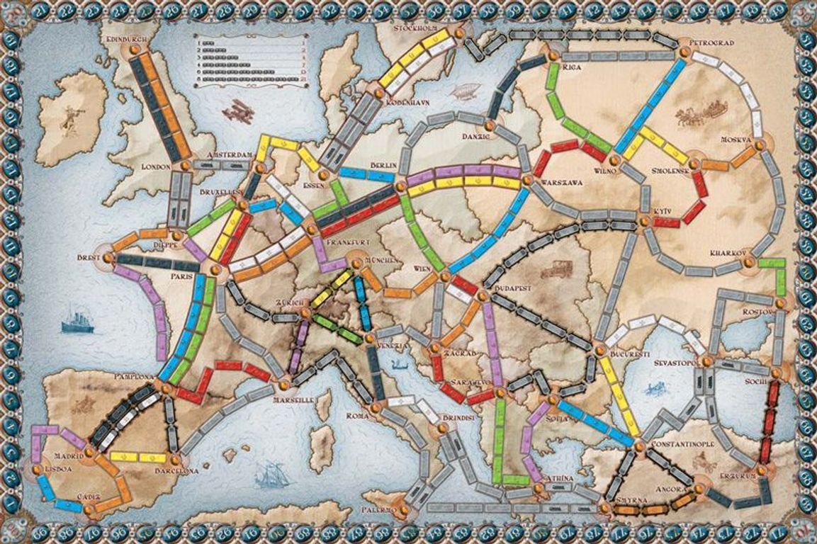 Ticket to ride Europe game board