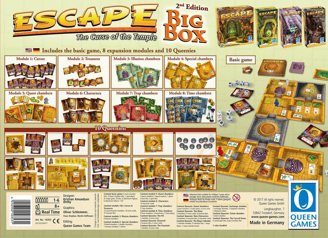 Escape The Curse of the Temple - Big Box 2nd Edition back of the box