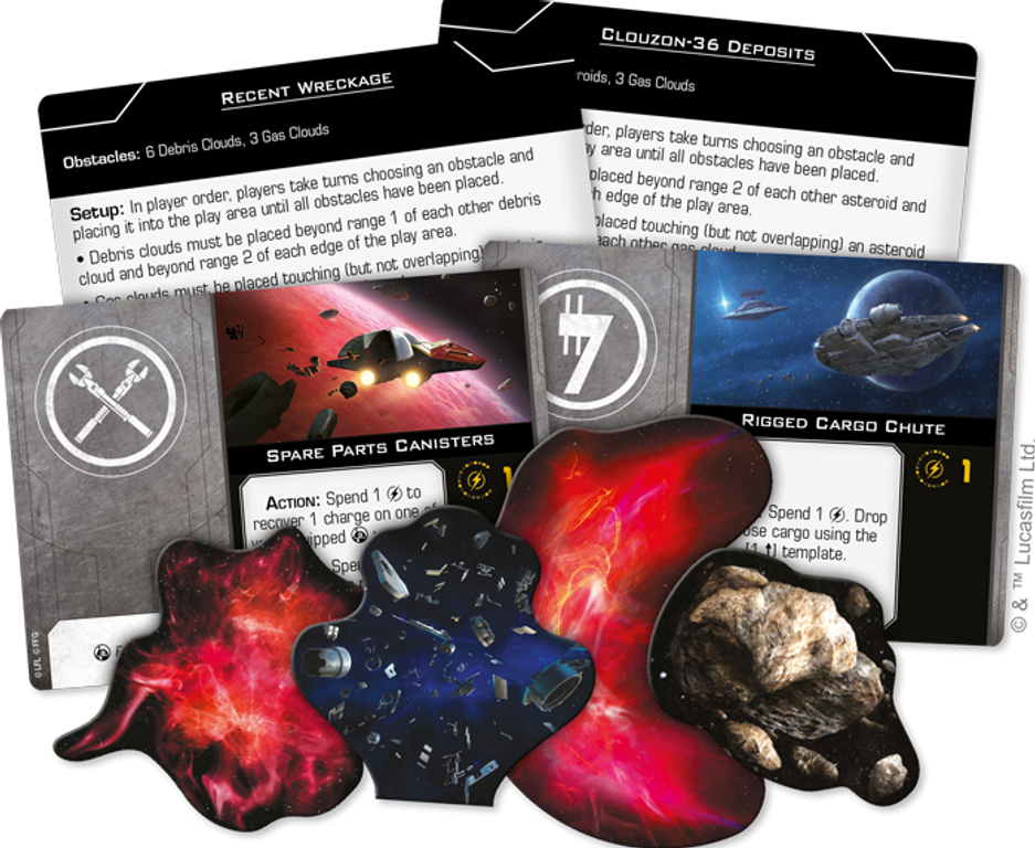 Star Wars: X-Wing (Second Edition) – Never Tell Me the Odds Obstacles Pack partes