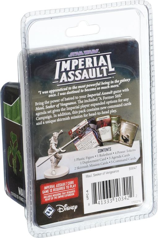 Star Wars: Imperial Assault - Maul (Der Rachsüchtige) Schurken-Pack rückseite der box
