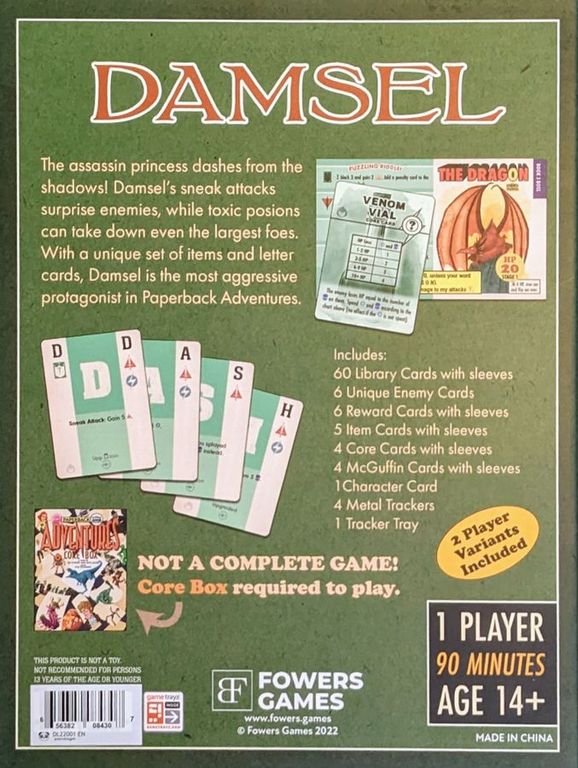 Paperback Adventures: Damsel back of the box
