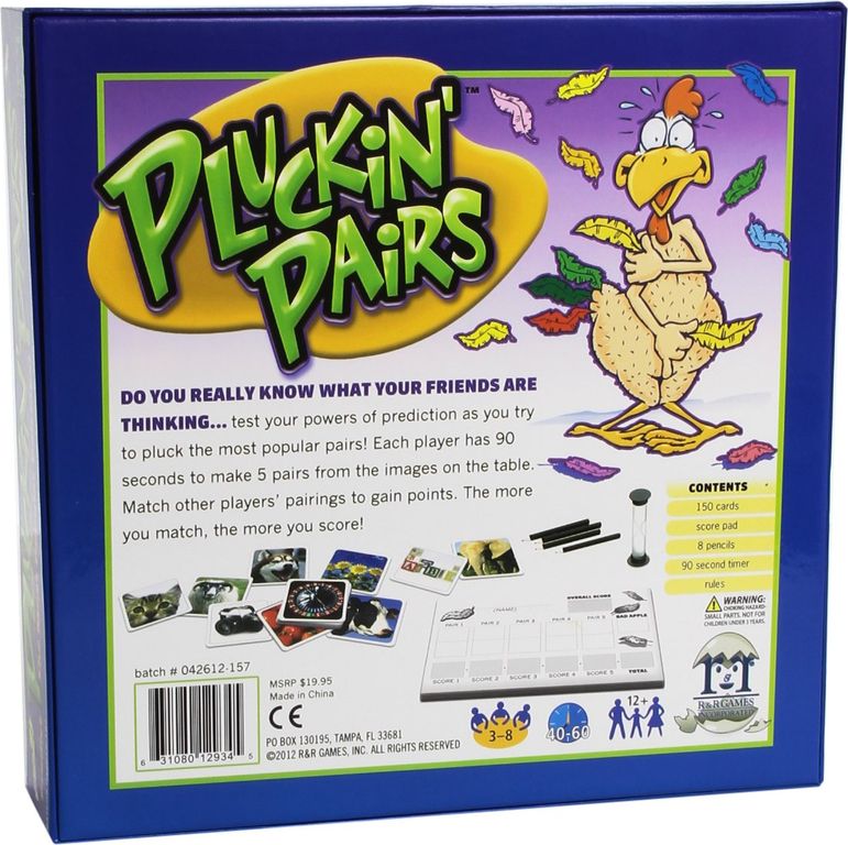 Pluckin' Pairs parte posterior de la caja