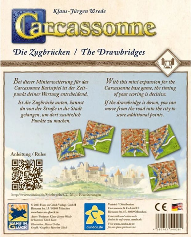 Carcassonne: The Drawbridges parte posterior de la caja